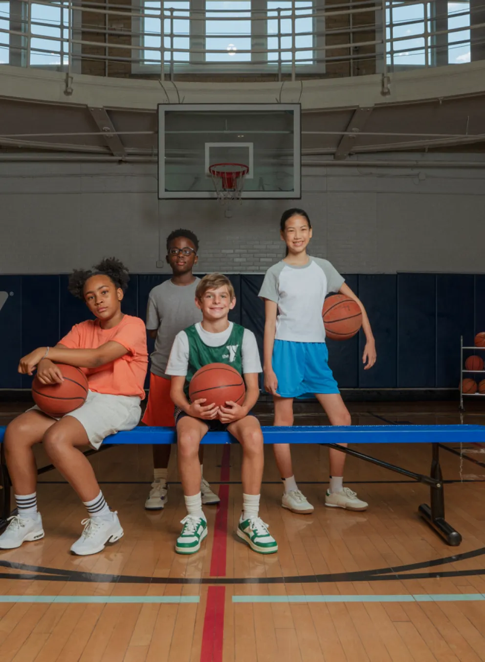 kids on a basketball court