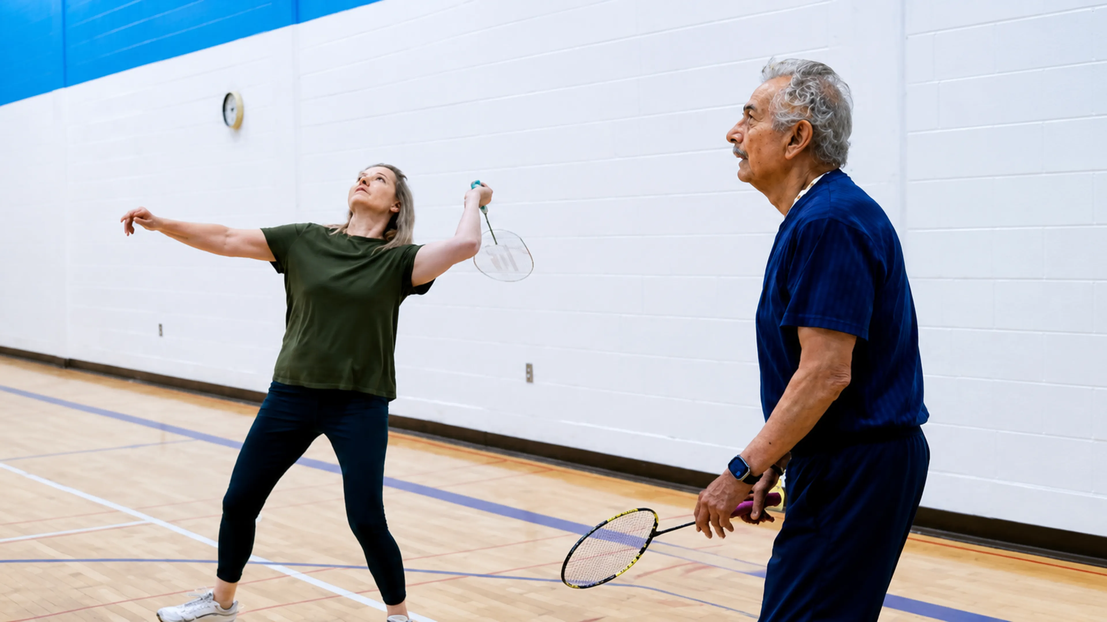 2 players playing badminton