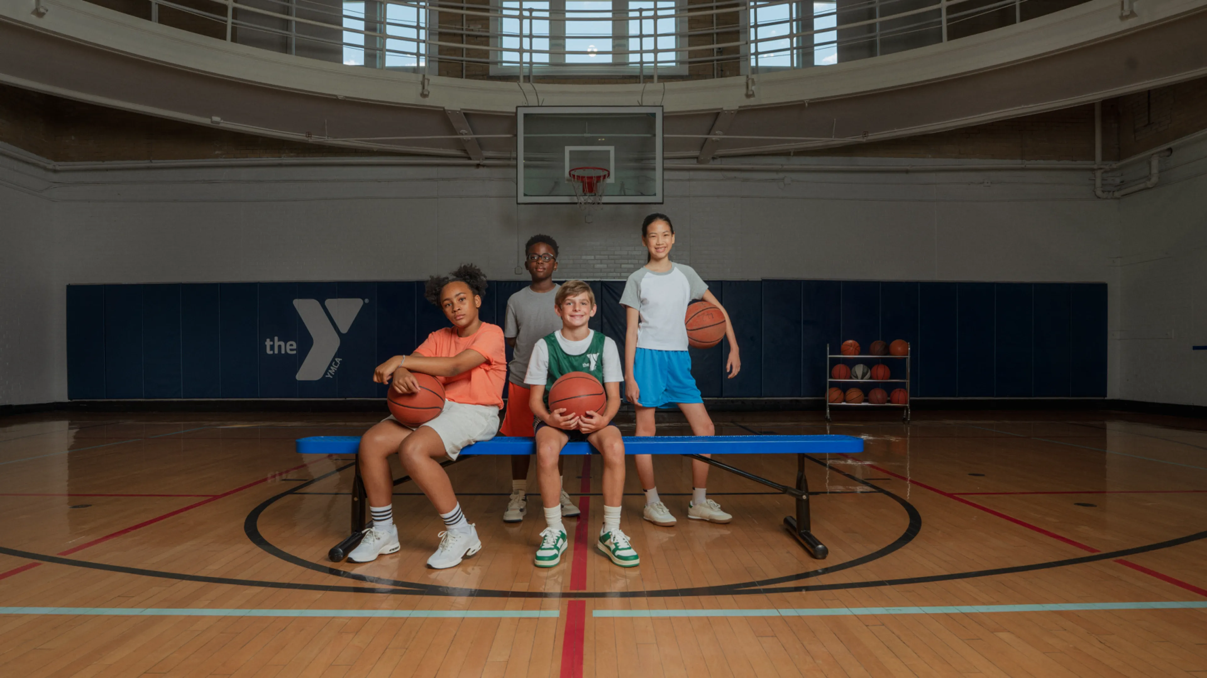 kids on a basketball court