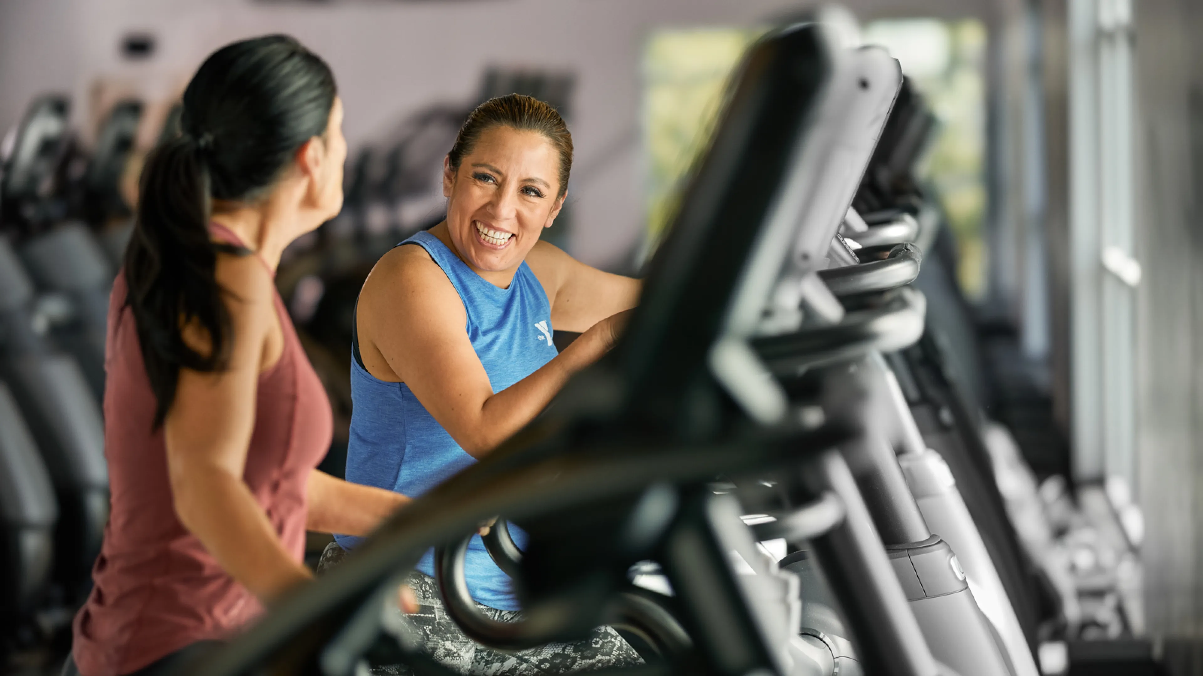 Members on stair climbers